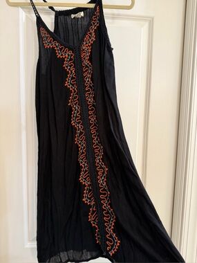 Exist Black knee length Dress with Orange Embroidery